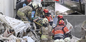 İstanbul’da 7 katlı binanın çökme anı kamerada
