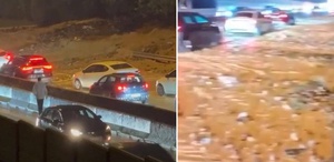 Kartal’da sel sularının sürüklediği çamur TEM bağlantı yolunda bir şeridi kapattı