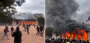 Fransa’da protestolar şiddetlendi Tarihi bina ateşe verildi, belediye basıldı
