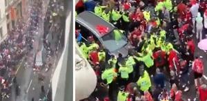 Liverpool’un şampiyonluk kutlamalarında taraftarların arasına araç daldı