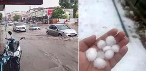 İstanbul’u dolu ve yağmur vurdu Yollar göle döndü, sürücüler zor anlar yaşadı