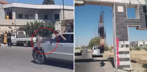 Bölgeden gelen görüntüler korkunç Dürziler, öldürdükleri Arapları araba önünde gezdiriyor