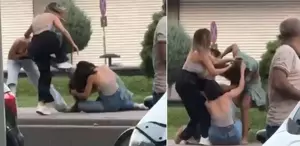 4 kadın dakikalarca kavga etti Erkekler bile ayıramadı