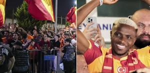 Karşılamaya damga vuran an Osimhen görür görmez arabasından inip yanlarına gitti