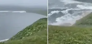 8.8’lik depremin ardından oluşan tsunami böyle görüntülendi
