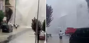 Düzce’de su borusu patladı: 5 metre su fışkırdı