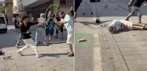Kavga ettikleri kişiyi taşla bayılttılar Dehşet anları kamerada