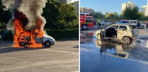 Muayeneden geçemeyen otomobilini ateşe verdi