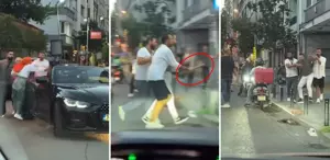 Nişantaşı’nda trafikte dehşet Sopayla kadının üzerine yürüdü