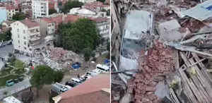 Depremin vurduğu Sındırgı havadan görüntülendi