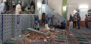 Depremde hasar gören camiyi incelerken hayatını kaybetti