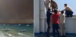 Çanakkale Boğazı duman altında kaldı, vatandaşlar deniz yoluyla tahliye edilmeye başlandı