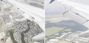 Yolcu uçağının kanadındaki flap havada kısmen koptu
