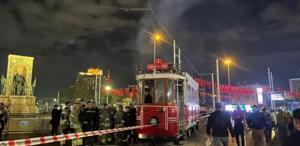 Taksim tramvayında korkutan yangın