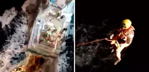 Tekneleri orkalar tarafından batırılan aile son anda kurtarıldı
