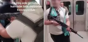 Metroda yolculara oyuncak tüfek doğrultan genç gözaltına alındı