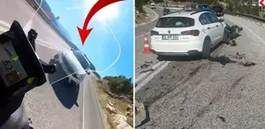 Motosiklet sürücüsünün öldüğü kaza, kask kamerasında