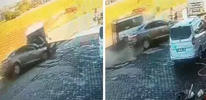 Bebeğiyle birlikte kazanın ortasında kaldı, son anda kurtuldu