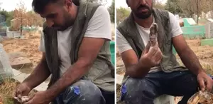 Mezarlıkta kan donduran manzara Bulur bulmaz yaktı