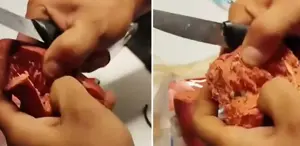 Sucuğun içinden çıkan cisim, ağızları açık bıraktı