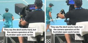 Tenis maçındaki kameramanı gören herkes aynı yorumu yapıyor