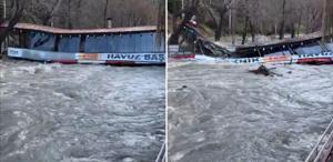 Kent felaketi yaşıyor Restoran bile akıntıya kapıldı