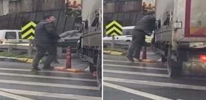 Küçükçekmece’de trafikte ’kaynak’ tartışması Otomobil sürücüsü kamyoneti yumrukladı