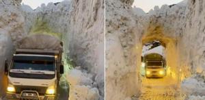 Görüntü kutuplardan değil Türkiye’den Kar tüneliyle yaşam koridoru