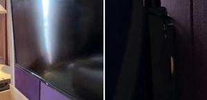 Otel odasında, televizyonun arkasına bakan adam, hayatının şokunu yaşadı