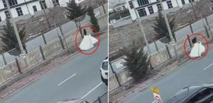 Film sahnesi değil gerçek Gelinin düğünden kaçtığı anlar kamerada