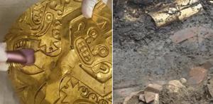 Kazmayı vurdukları mezardan altın fışkırdı