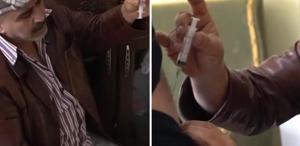 Çay dolu enjektörü, vücuda batırdı