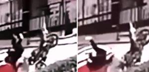 Kamyonet ve otomobile çarpıp takla atan motosikletin sürücüsü yaralandı