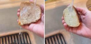 Marketten alınan ekmeği suya tuttu Çıkan sonuç tüyler ürpertici