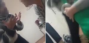 Üvey babanın, 9 yaşındaki çocuğa şiddeti kamerada