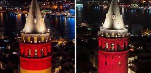 Galata Kulesi, Türk ve İspanyol bayraklarıyla aydınlandı
