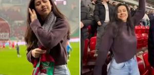 Saç örme videosu ile gündeme gelen hemşire, Amedspor maçında kendinden geçti