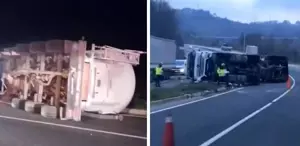 Çimento Tankeri Devrildi: 1 Yaralı