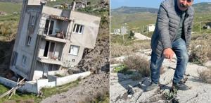 Dağ mahalleyi yutuyor 14 ev yıkıldı, yolun güzergahı değişti