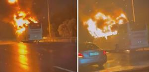 Esenler TEM Otoyolu’nda yolcu otobüsünde yangın çıktı