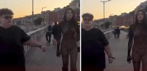 Kız arkadaşına tasma takıp gezdirdi