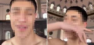 Camide yarı çıplak halde küfürlü şarkı söyledi, gözaltına alındı