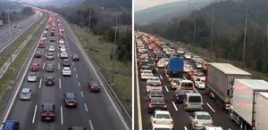 Tatilcilerin dönüş yoğunluğu Kilometrelerce araç kuyruğu oluştu