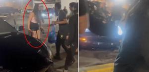 Alkolü fazla kaçıran genç kadın, araçla kalabalığın arasına daldı