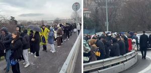 Yağmura çamura aldırmadılar Ne kuyruğu olduğunu tahmin edemezsiniz