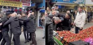 Zabıtaya tekme tokat saldırı Polis gelene kadar durmadı