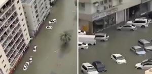 BAE’nin Şarika kentinde şiddetli yağışlar nedeniyle araçlar su altında kaldı