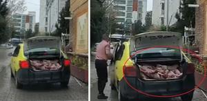Akılalmaz görüntü Taksi bagajında kilolarca et sevkiyatı