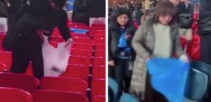 Japon taraftarlar, dünyaya örnek olmaya devam ediyor