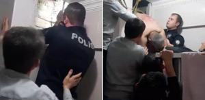 Uzaklaştırma kararını delmek isterken havalandırma boşluğunda sıkıştı